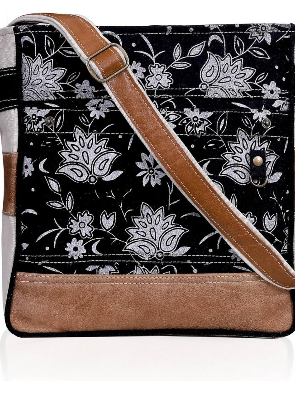 CLA Bags SEL de MER Upcycled Off-White Blossom Print Canvas & Leather Shoulder B